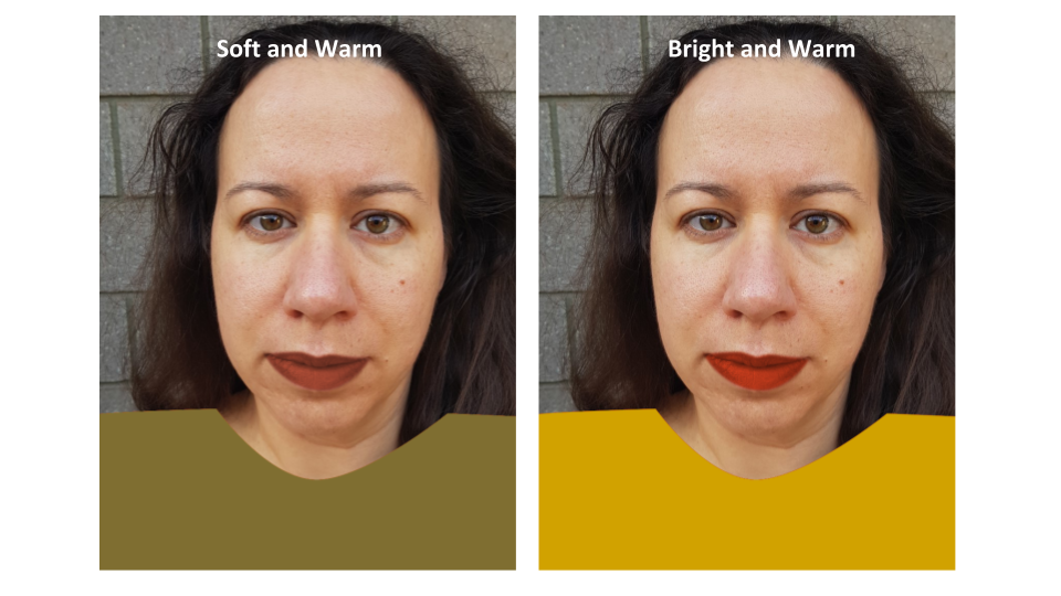 Color Analysis Q&A: Bright or Soft? Brown hair, golden skin, hazel eyes