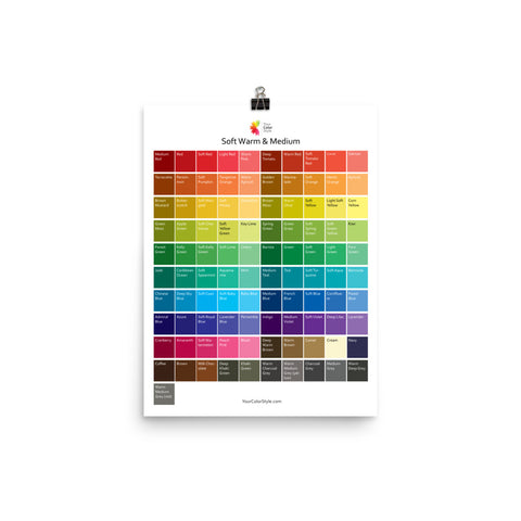 Soft Warm Medium Color Palette Poster 12x16