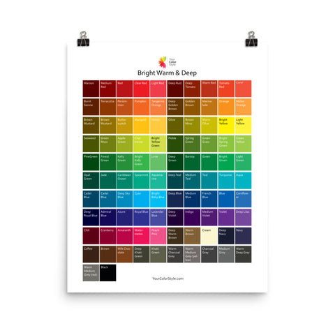 Bright Warm Deep Color Palette Poster 16x20