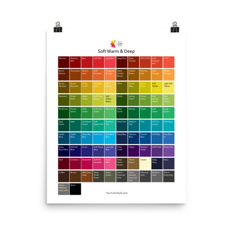 Soft Warm Deep Color Palette Poster 16x20