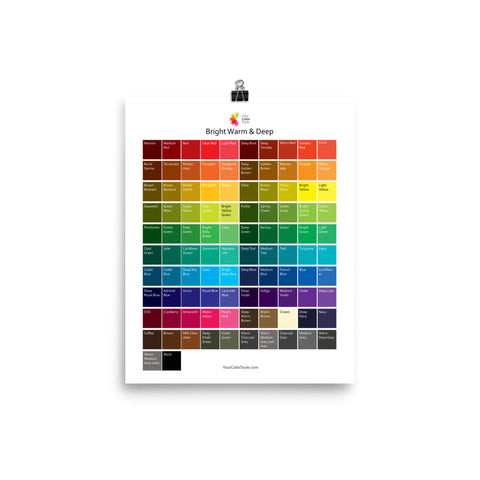 Bright Warm Deep Color Palette Poster 8x10