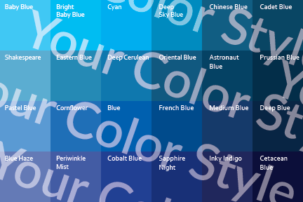 Bright Cool Deep Blues - Color Palette Print