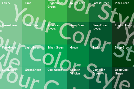 Bright Cool Deep Greens - Color Palette Print