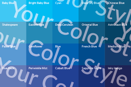 Bright Cool Medium Blues - Color Palette Print