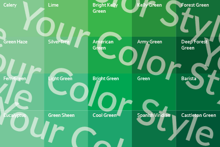 Bright Cool Medium Greens - Color Palette Print