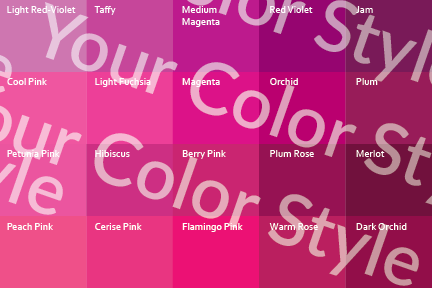 Bright Cool Medium Pinks - Color Palette Print