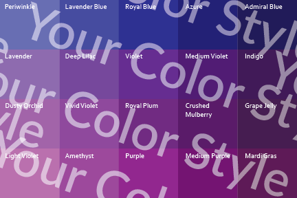 Bright Cool Medium Purples - Color Palette Print