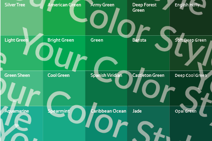Bright Warm Deep Greens - Color Palette Print