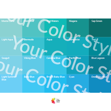 Bright Warm Light Blues - Color Palette Prints