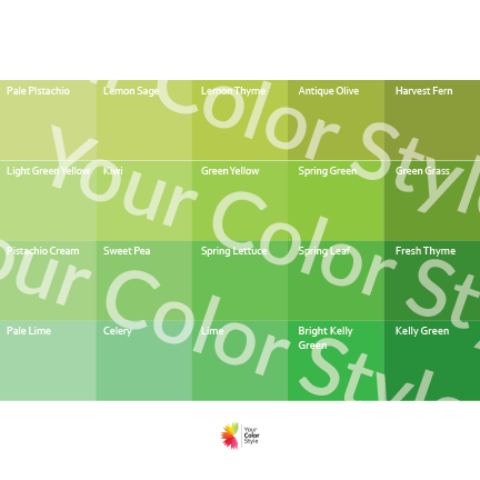 Bright Warm Light Warm Greens - Color Palette Prints
