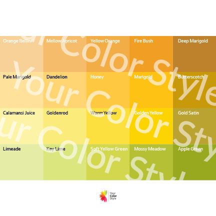 Bright Warm Light Yellows - Color Palette Print