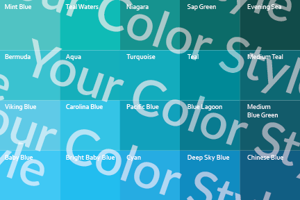 Bright Warm Medium Blues - Color Palette Print