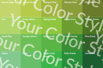 Bright Warm Medium Warm Greens - Color Palette Print