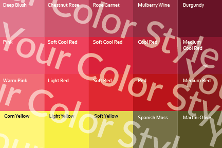 Soft Cool Medium Reds - Color Palette Print