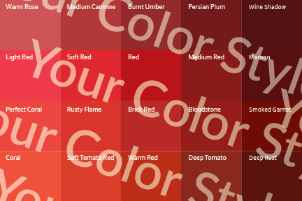 Soft Warm Deep Reds - Color Palette Print