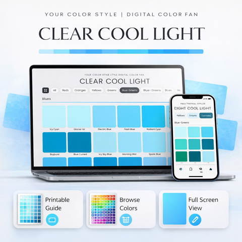 Clear Cool Light digital color palette by Your Color Style showing light cool color swatches