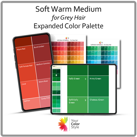 Soft Warm Medium for Grey Hair EXPANDED Digital Color Palette