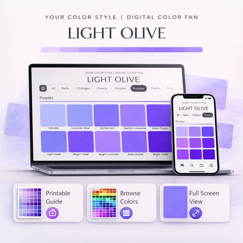 Digital color palette for light olive skin tone