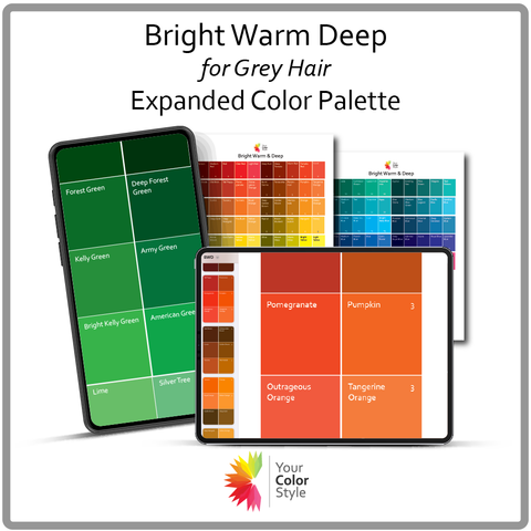 Bright Warm Deep for Grey Hair EXPANDED Digital Color Palette