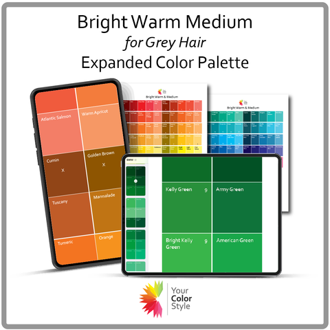 Bright Warm Medium for Grey Hair EXPANDED Digital Color Palette