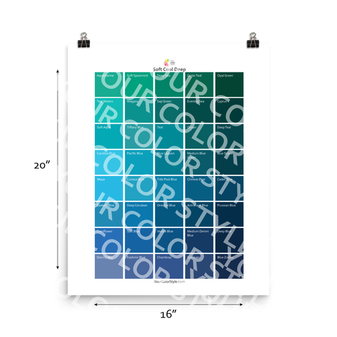 Soft Cool Deep Color Palette - Green to Blue