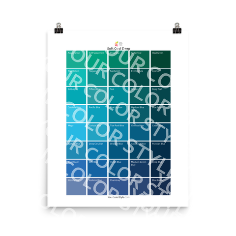 Soft Cool Deep Color Palette - Green to Blue