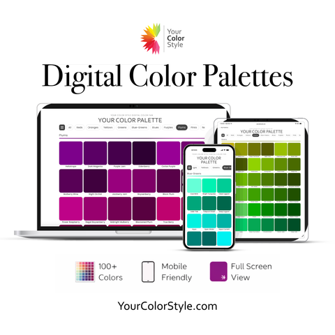 Your Color Style digital color palette app showing color swatches on phone, tablet, and laptop
