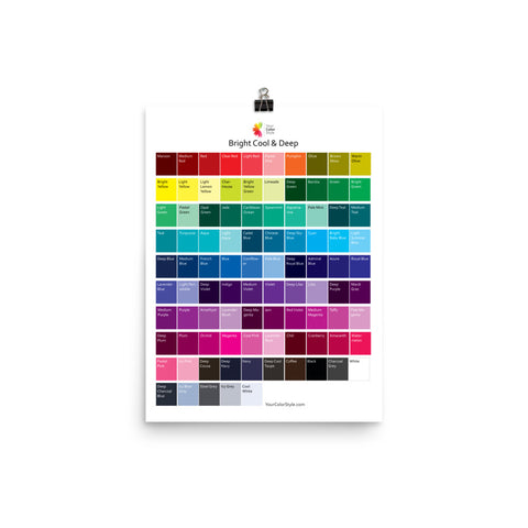  Bright Cool Deep Color Palette Poster - 12x16