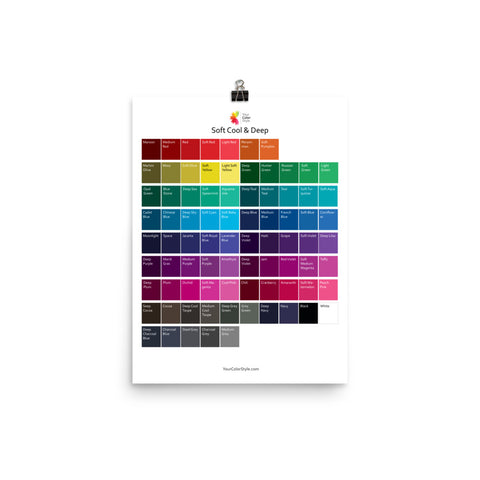 Soft Cool Deep Color Palette Poster 12x16