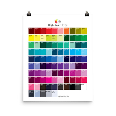  Bright Cool Deep Color Palette Poster - 16x20