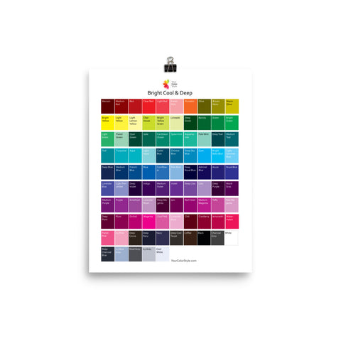  Bright Cool Deep Color Palette Poster - 8x10