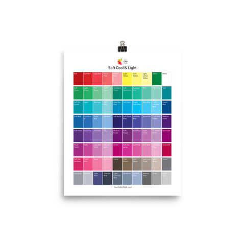 Soft Cool Light Color Palette Poster 8x10
