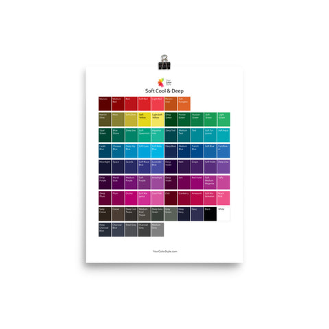 Soft Cool Deep Color Palette Poster 8x10