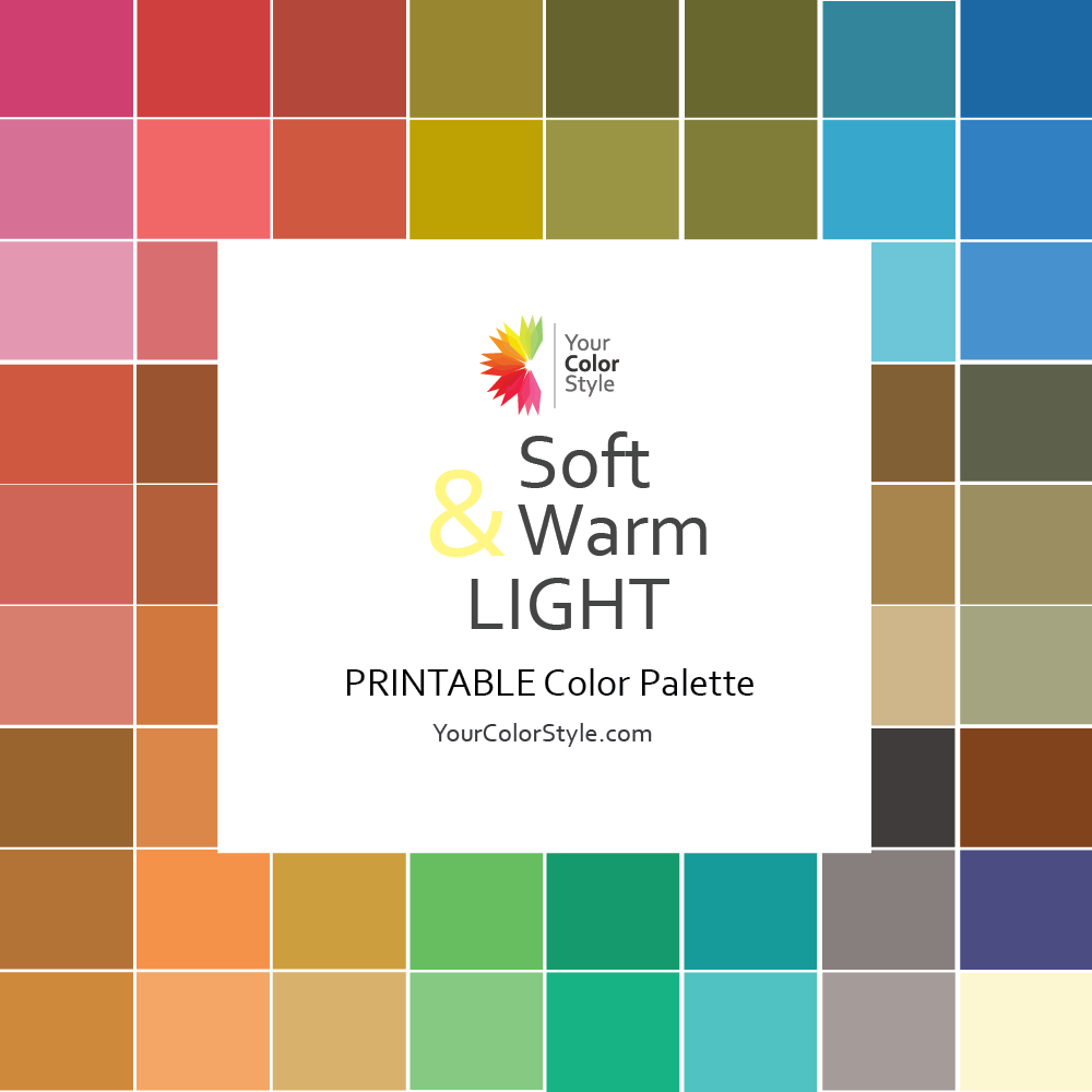 Seasonal Color Palette Card with 30 Colors for Soft Summer